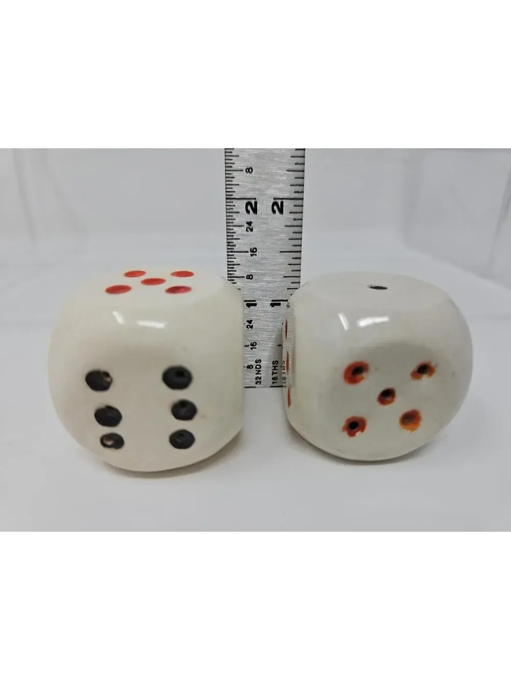 Vintage Dice Salt & Pepper Shakers 1950's Black & Red Dots Made In Japan